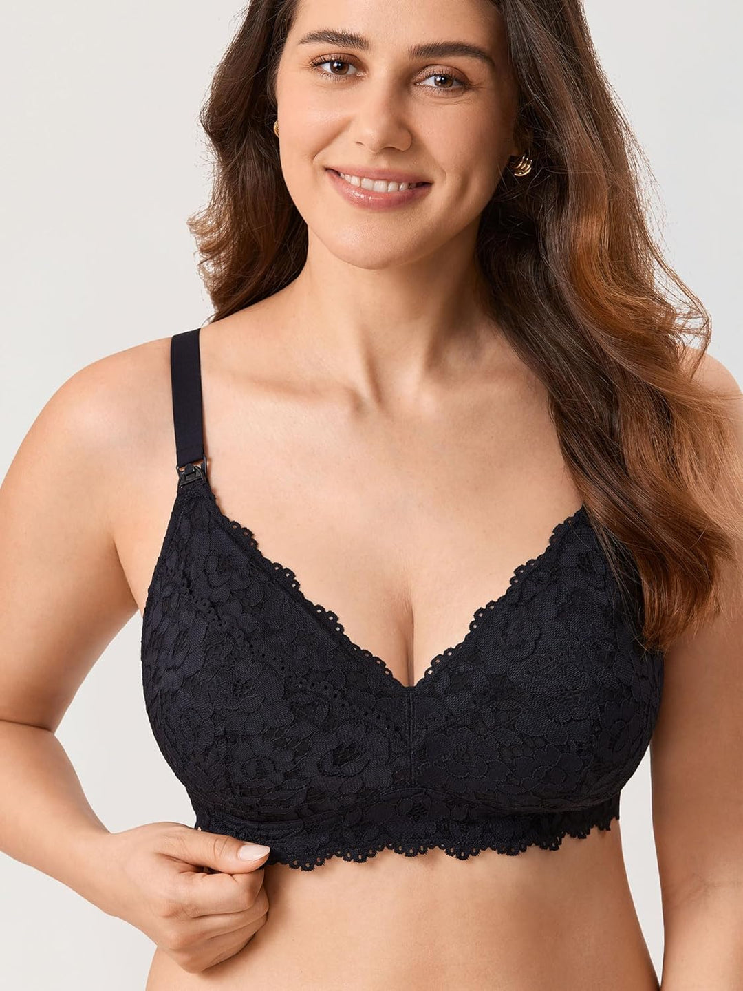 MOMANDA Damen Pump Still BH ohne Bügel Spitzen Schwangerschafts Stillen BHS Mutterschaft Soft Bequem
