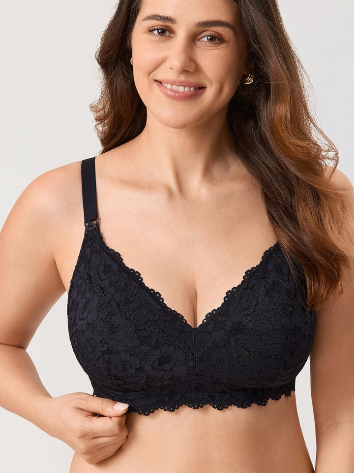 MOMANDA Damen Pump Still BH ohne Bügel Spitzen Schwangerschafts Stillen BHS Mutterschaft Soft Bequem