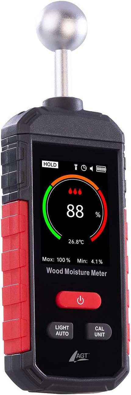 AGT Feuchtemesser: Akku-Feuchtigkeits-Messgerät, nichtinvasive Messung, Farb-LCD, 5-40 mm (Digitales