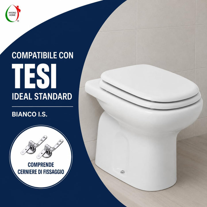 Tesi Ideal Standard WC-Sitz aus lackiertem Holz, weiss, I.S. kompatibel/dediziert, wirtschaftlich by