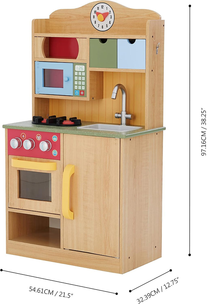 Teamson Kids Kinderküche Spielküche Holz Kinderspielküche Holzküche TD-11708A Mehrfarben, Mehrfarben
