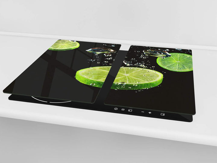 Küchenbrett aus Hartglas und Induktionskochplattenabdeckung – Schneideplatten SINGLE mit 60 x 52 cm