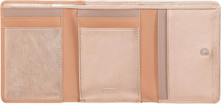 DUDU Kleine Damen-Brieftasche aus Leder mit RFID-Schutz, Münzfach und Klickverschluss, kompakt, 8 Ka