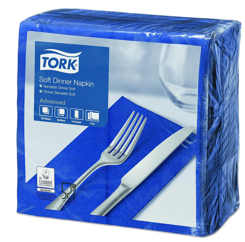 Tork 477619 Soft Dinnerservietten Dunkelblau 1/8 Falz / 3-lagige Papierservietten / Ideal für ein Ab