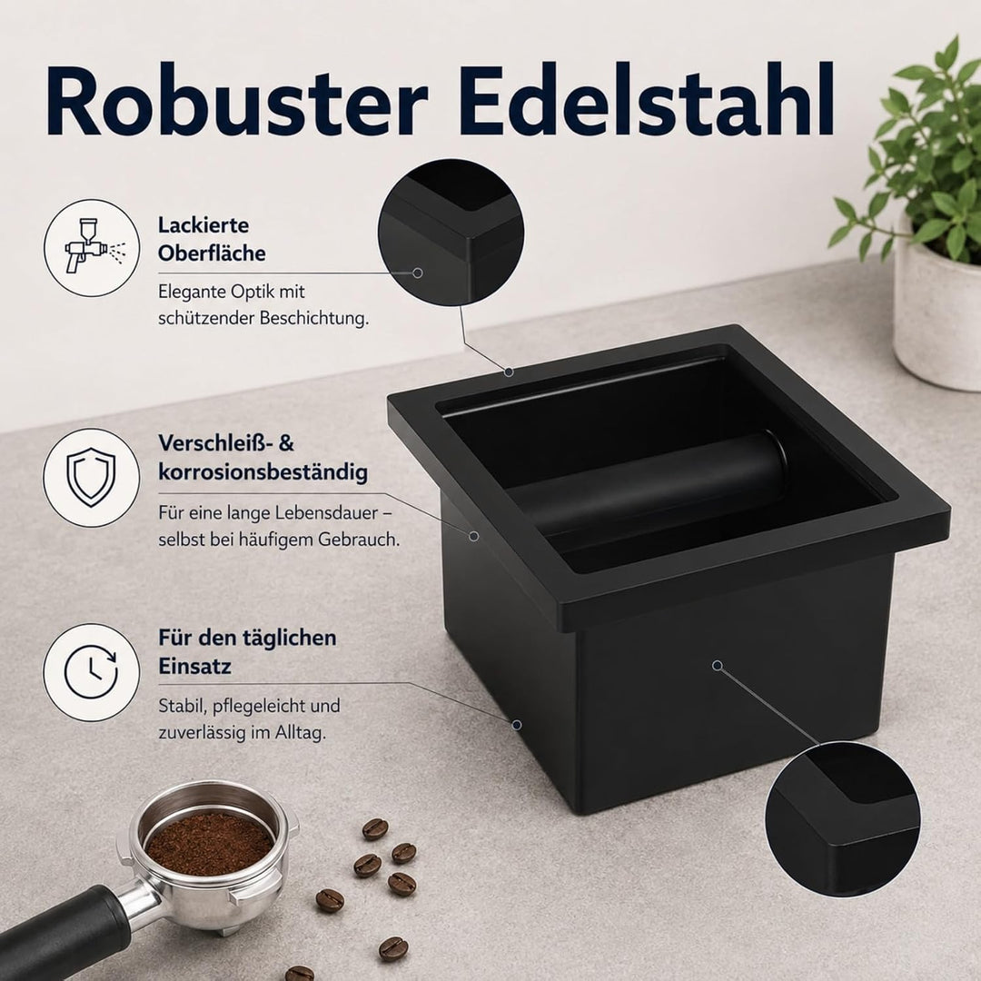 Edelstahl Kaffeeklopfbox, Abklopfbehälter Für Kaffeesatz, Bodenlose Klopf-Rückstand-Box Für Küchen B