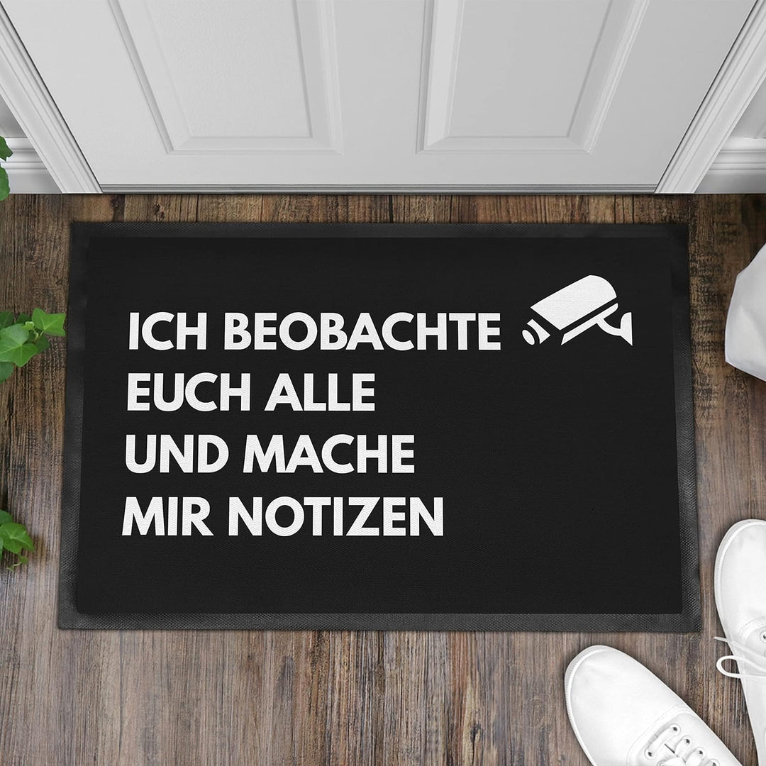 Trendation - Lustige Fussmatte mit Spruch Ich Beobachte Euch Alle Fussmatte Innenbereich Aussenberei