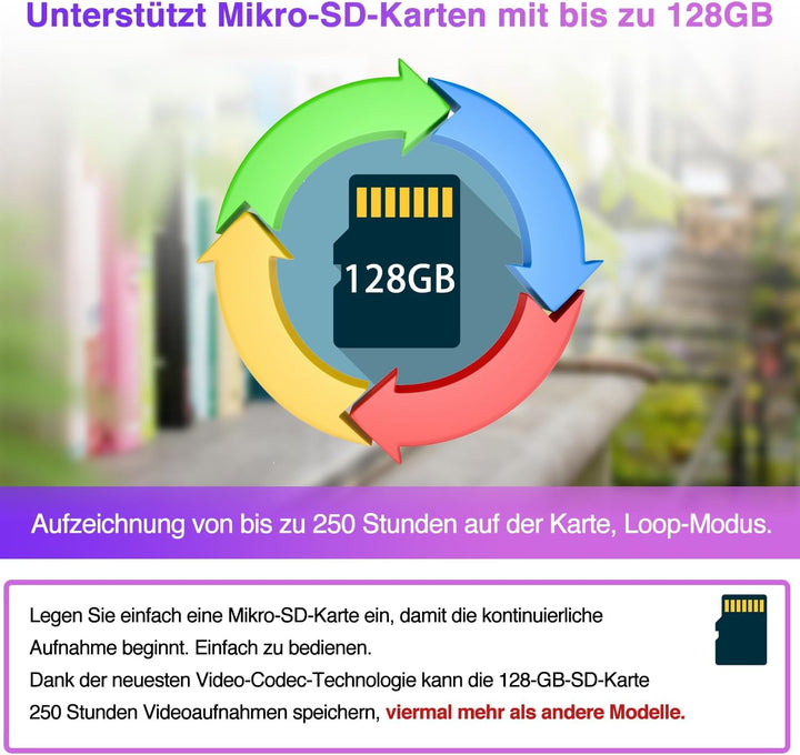 WIWACAM MW5L WLAN-Kamera 4K Ultra HD, Bewegungserkennung, Überwachungskammera-Innen, microSD-Karte S