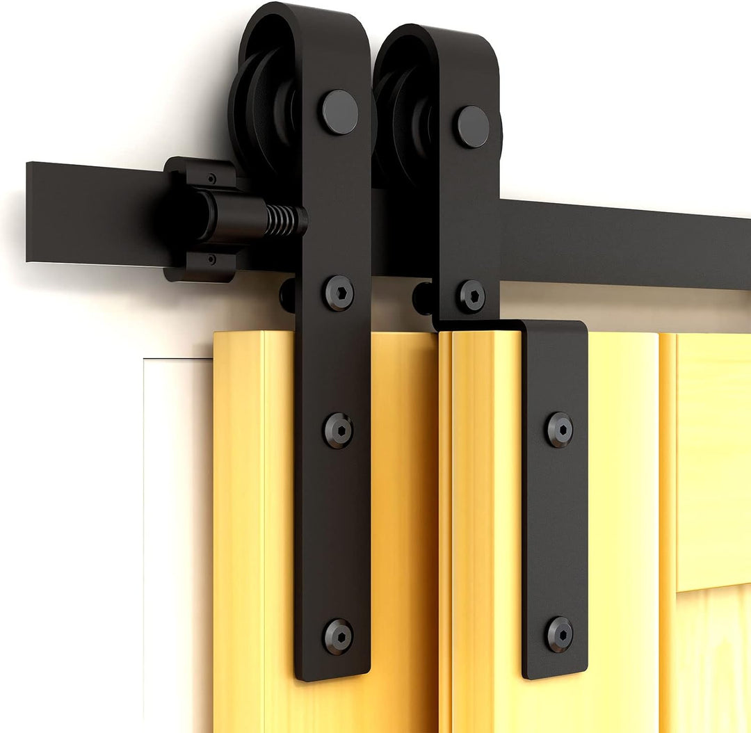 WOLFBIRD 200cm(6.6FT) Bypass Schiebetür Hardware Doppelte Holztür Schiebetürsystem Komplettset Schwa