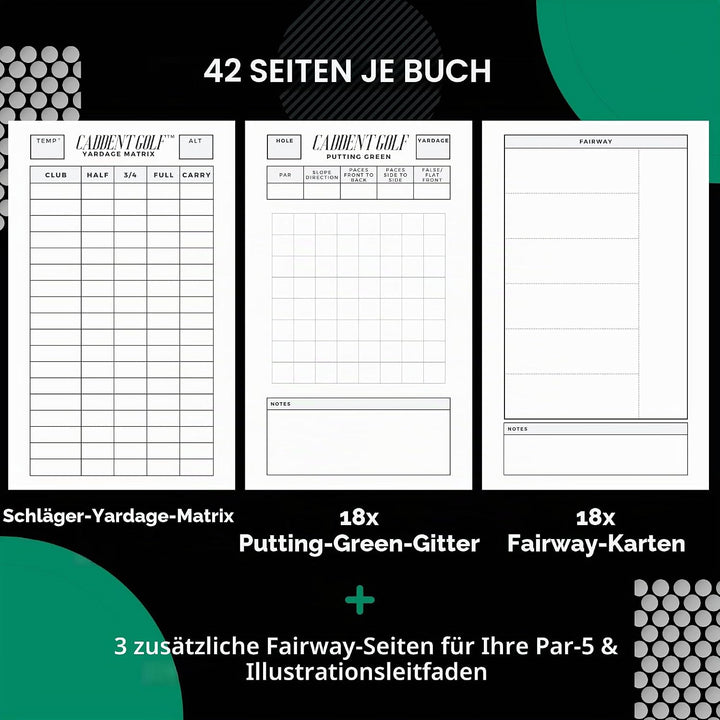 CADDENT Golf Yardage Book - Golf Journal &amp; Log Book with Golf Club Yardage Chart - Golf Notebook Bac