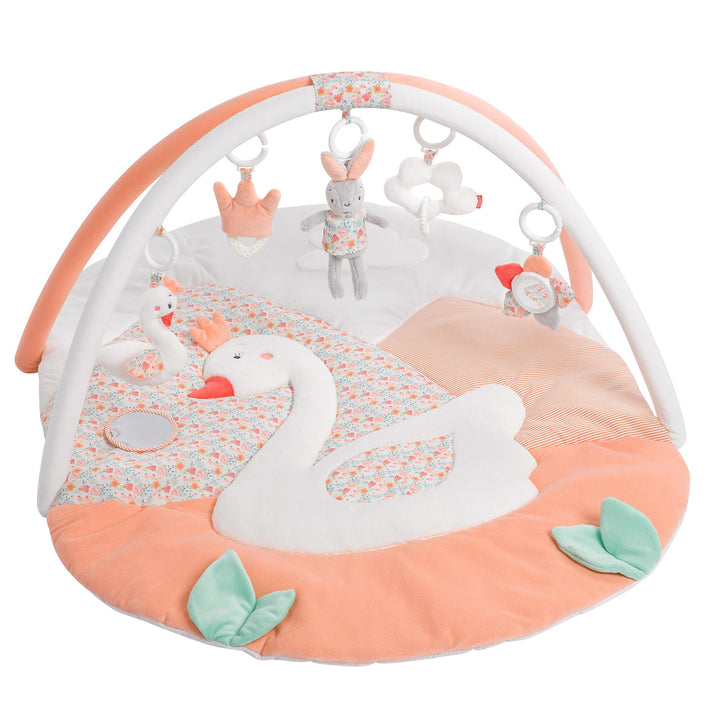 Fehn 062144 3-D-Activity-Decke Schwanensee | Spielbogen mit 5 abnehmbaren Spielzeugen für Babys Spie