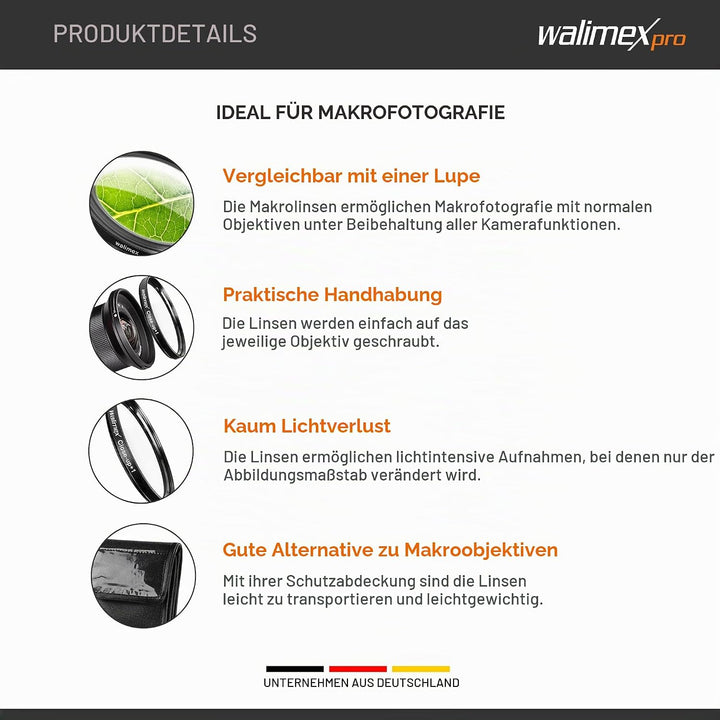 Walimex 17857 Close up Makrolinsen-Set 58 mm inkl. 0.0125 Dioptrien 58 mm Single, 58 mm Single