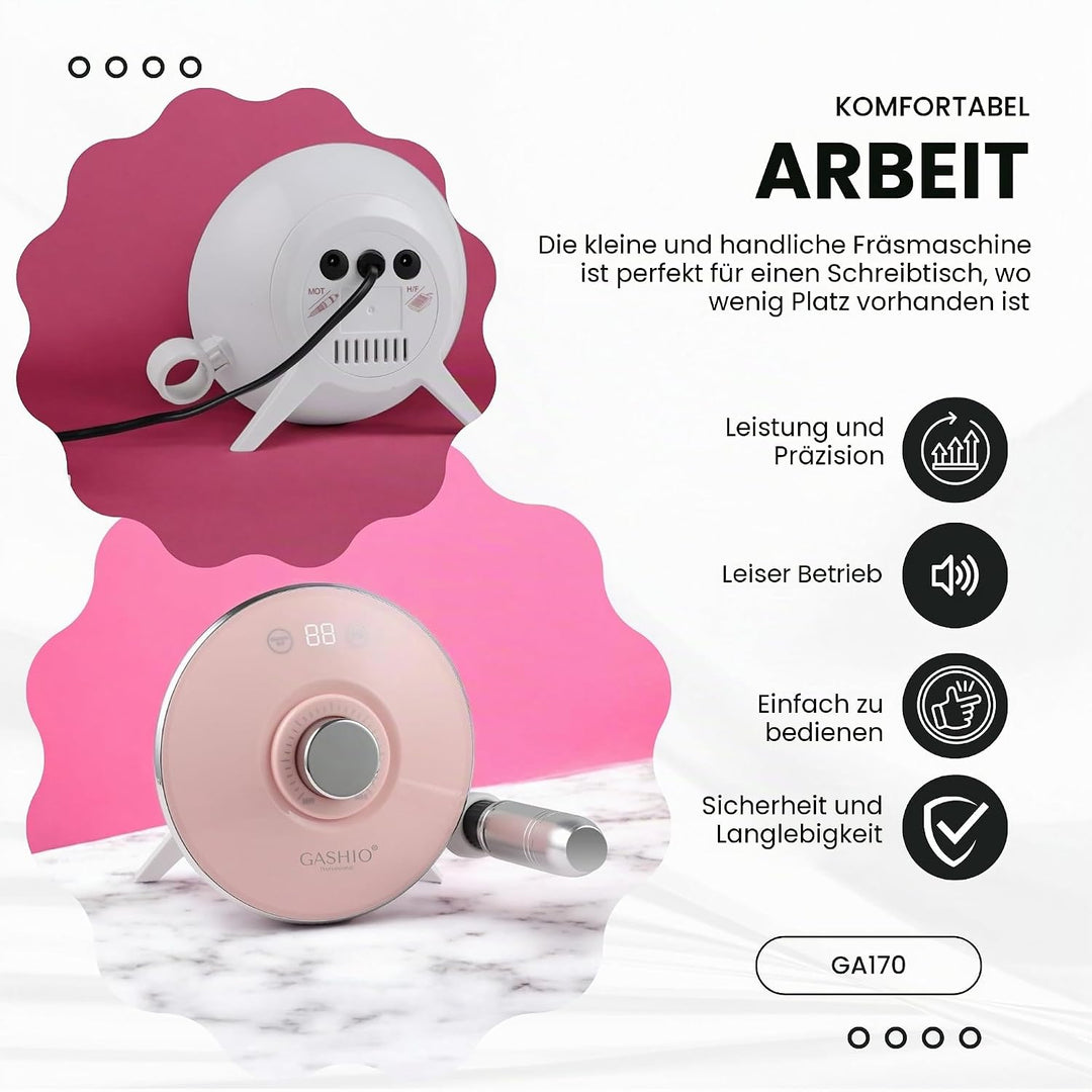 GASHIO® Nagelfräser GA170 | Nagelbohrmaschine | Nagelfeile | 68W | 45.000u/MIN | Kunststoff | Profes
