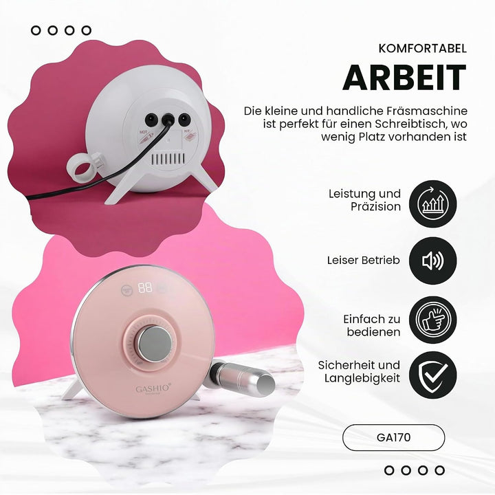 GASHIO® Nagelfräser GA170 | Nagelbohrmaschine | Nagelfeile | 68W | 45.000u/MIN | Kunststoff | Profes