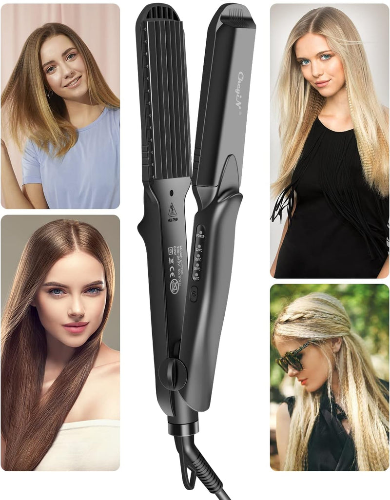 CkeyiN Kreppeisen für Haare,4 in 1 Haarglätter Glätteisen Keramik,Multistyler Glätteisen Set Wellene