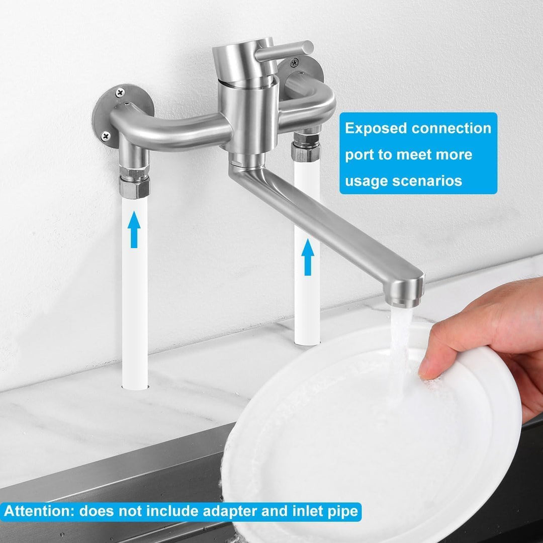Wasserhahn Wandmontage, Wandarmatur für Küche mit 1/2 Zoll Anschluss nach unten, Wandwasserhahn mit