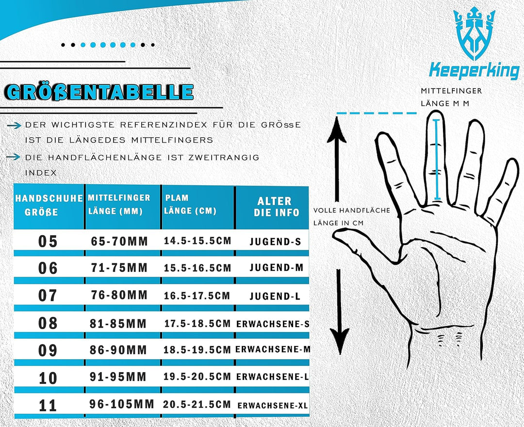 Keeperking Torwarthandschuhe Erwachsene Kinder Jugend mit und ohne Fingerschutz Fussballhandschuhe a