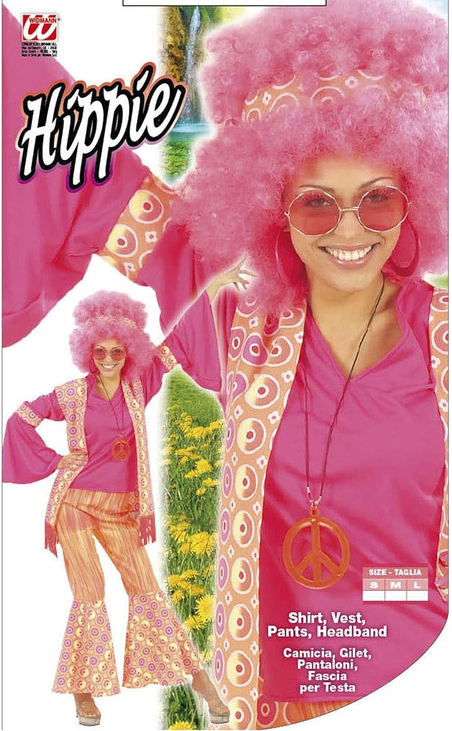 WIDMANN 57742 COSTUME DONNA ANNI 60 M ROSA HIPPIE SHOCK 