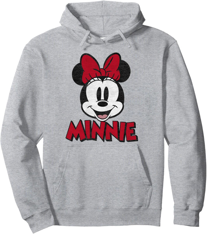 Disney Mickey And Friends Minnie Red Text Portrait Pullover Hoodie