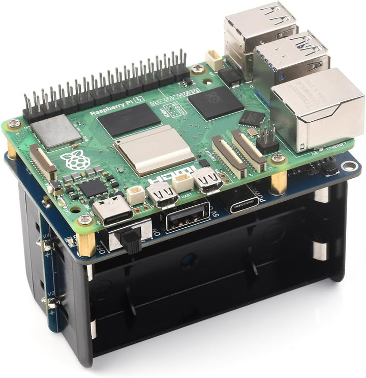 Waveshare UPS HAT (E) for Raspberry Pi 5/4B/3B+, Supports 4× 21700 Li Batt (NOT Included), Bi-Direct
