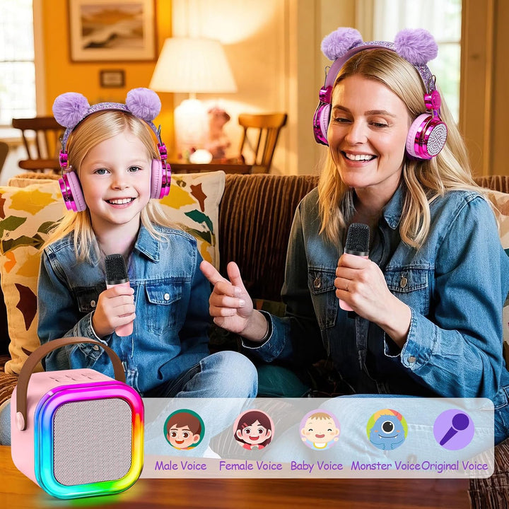 G.C Einhorn Geschenke für Mädchen 6-12 Jahre, Mini Karaoke Maschine mit LED Kindermikrofon, Trinkfla