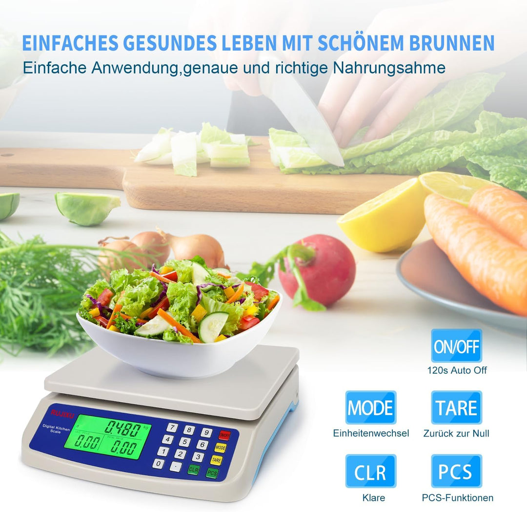 Waage digital bis 30kg grosse küchenwaage obstwaage mit LCD Display und Tara Funktion digitalwaage m