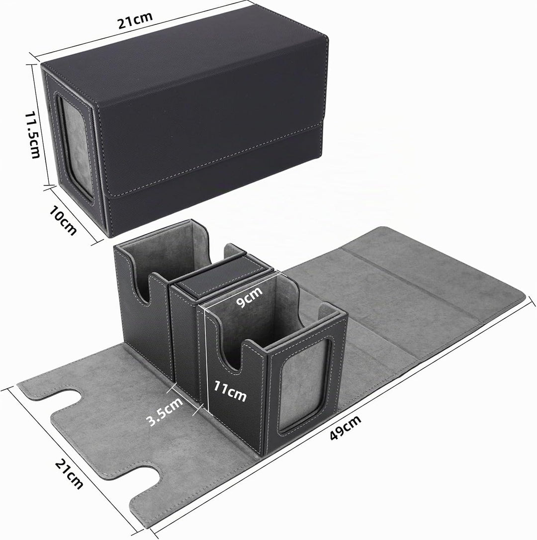 AFIING MTG Commander Kartenbox, 3-in-1 Karten-Aufbewahrungsbox für 200+ doppelt gesleevte Karten, Ma