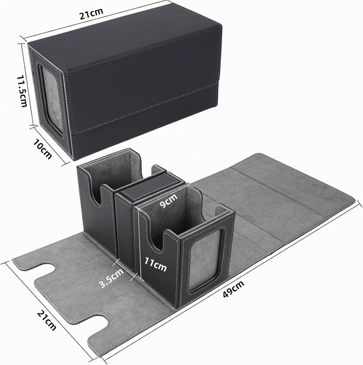 AFIING MTG Commander Kartenbox, 3-in-1 Karten-Aufbewahrungsbox für 200+ doppelt gesleevte Karten, Ma