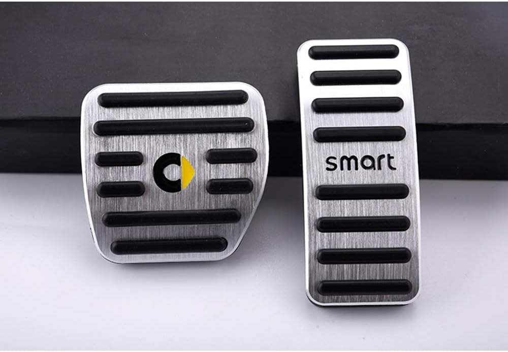 SHIFENG Für Smart 453 Fortwo Forfour Gaspedal Bremspedal Abdeckung Zubehör (Silber, Smart-Logo)