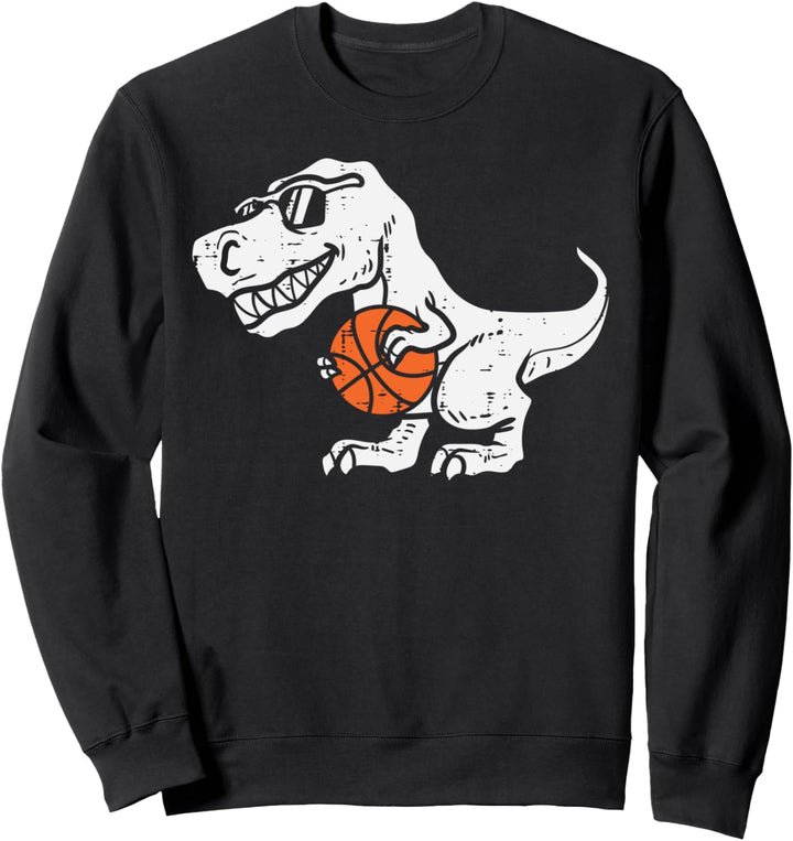 Trex Dinosaur Basketball Cute Sports Baller Player Kids Boys Sweatshirt
