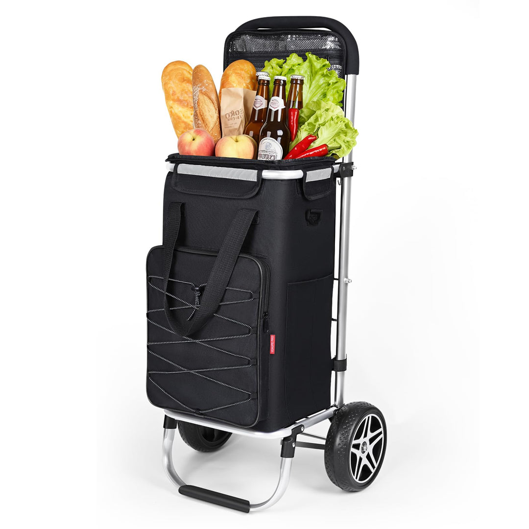 YEAUPE PRO 3in1 Einkaufstrolley mit Kühlfach, 50L Einkaufsroller mit Abnehmbarer Tasche, Max. 25kg B