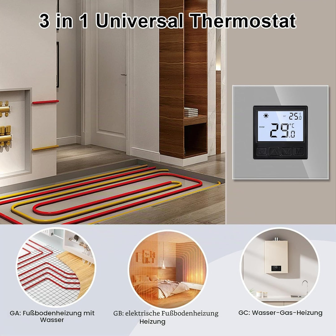 JIMEIDA Digital Programmierbar Thermostat Heizung Grau Bodenheizkammer Konstante Temperaturkammer fü