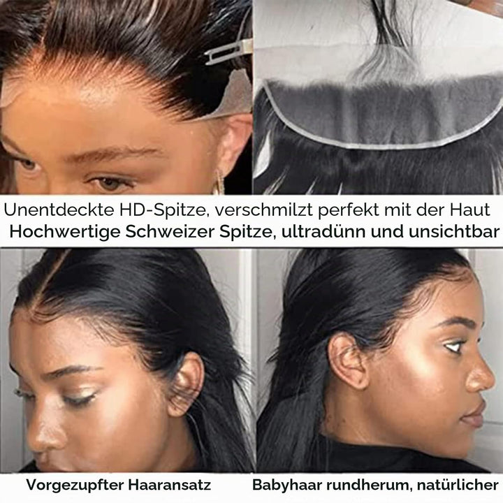 DUAUJUIU 13x4 Lace Frontal Closure Echthaar 100% Brasiliansche Haare Remy Hair Durchsichtig Schnürve