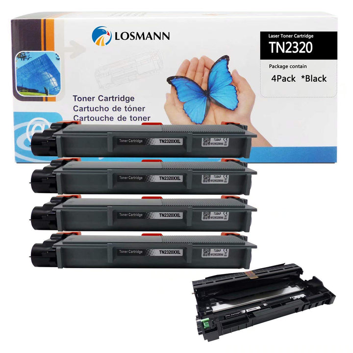 LOSMANN 4X Toner &amp; 1x Trommel Kompatibel zu Brother TN2320 XXL DR2320 für Brother HL-L 2380 DW DCP-L