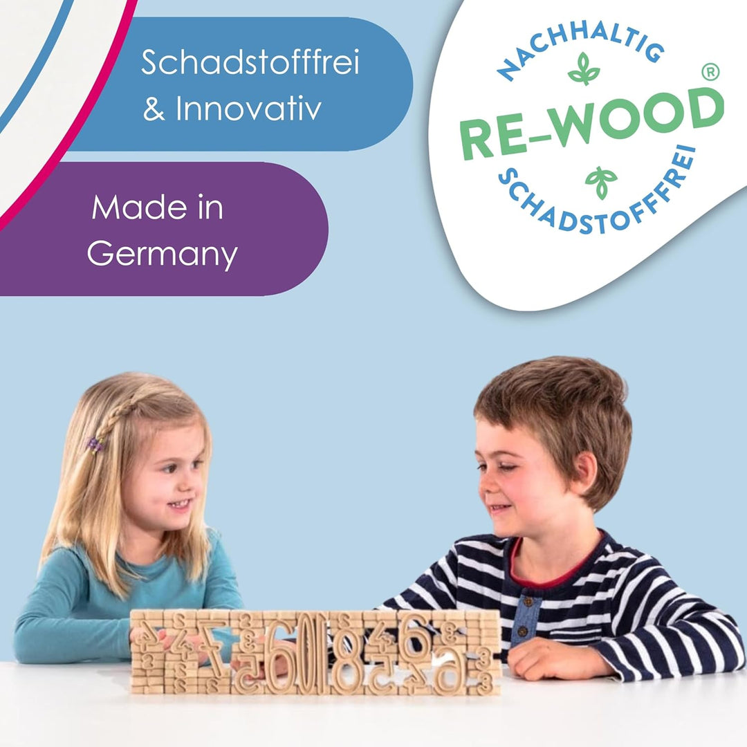 WISSNER® RE-Wood Montessori Stapelzahlen (11 Stück) – Lernspielzeug 11 Teile, 11 Teile