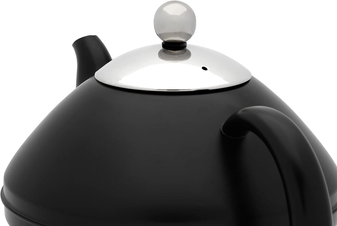 Bredemeijer grosse Schwarze doppelwandige Edelstahl Teekanne 1.4 Liter - isolierende Kanne für länge