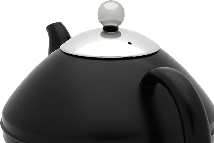 Bredemeijer grosse Schwarze doppelwandige Edelstahl Teekanne 1.4 Liter - isolierende Kanne für länge
