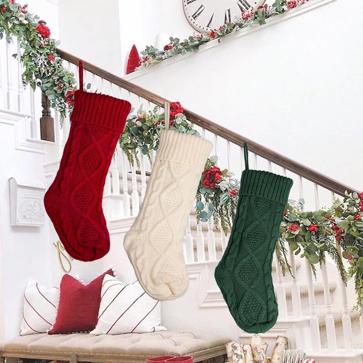 Weihnachtsstrümpfe - Grosse Familienstrümpfe, gestrickte Urlaubsstrümpfe, Baumschmuck für Kamin Urla