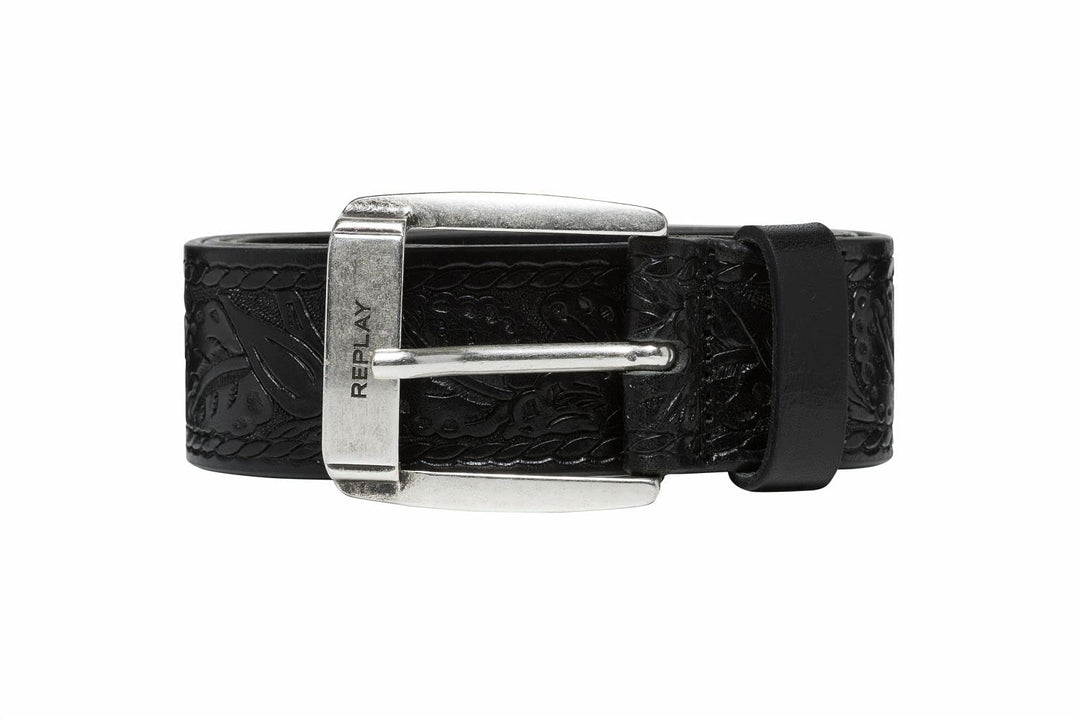 Replay Herren Gürtel aus Leder 90 Black 098, 90 Black 098