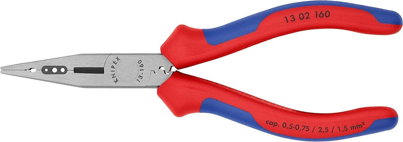 Knipex Verdrahtungszange schwarz atramentiert, mit Mehrkomponenten-Hüllen 160 mm 13 02 160, zange