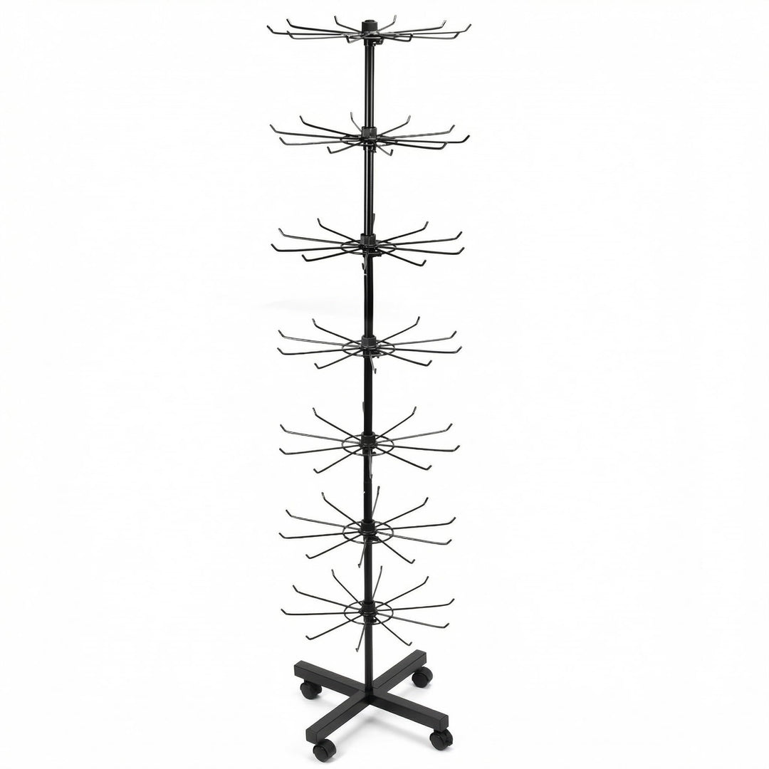 QWORK® Drehbarer Verkaufsständer mit 7 Etagen aus Metall, für Hüte, Schmuck, Socken & Seidenschals,