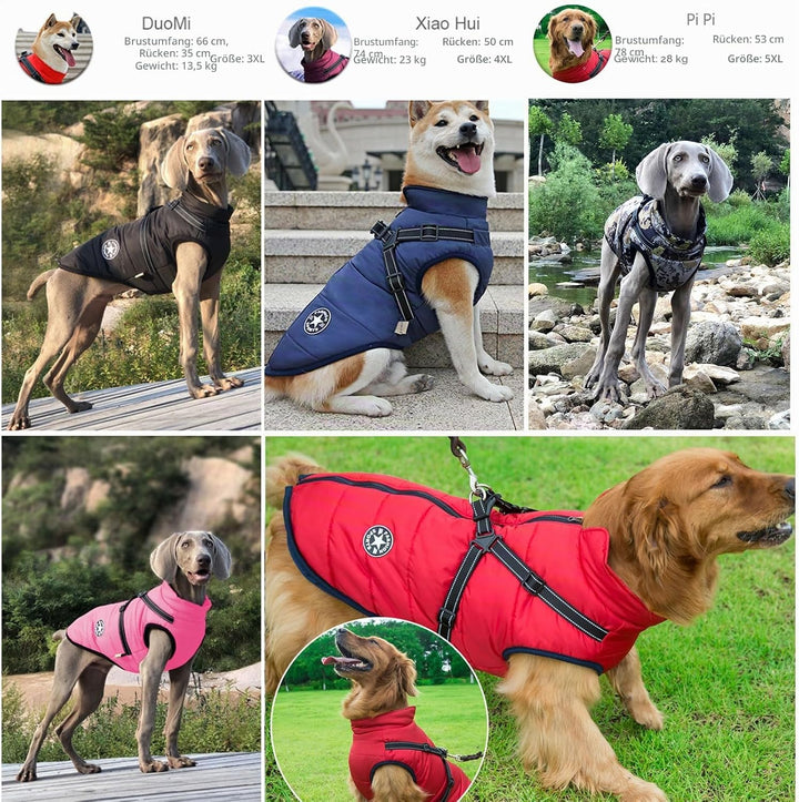Oncpcare 2 in 1 Hundekleidung für grosse Hunde, Winter Warme Hundemantel Jacke Weste, Haustier Mante