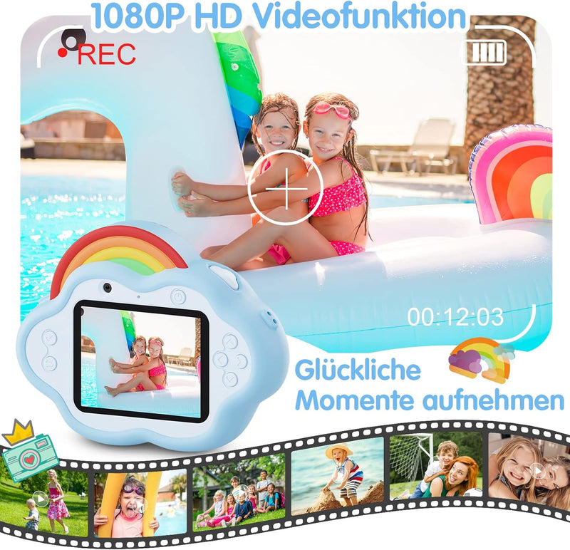 Selvim Kinderkamera 3 4 5 6 7 8 Jahre, 2,4" 1080P HD Digitalkamera für Kinder, Wiederaufladbare Kame