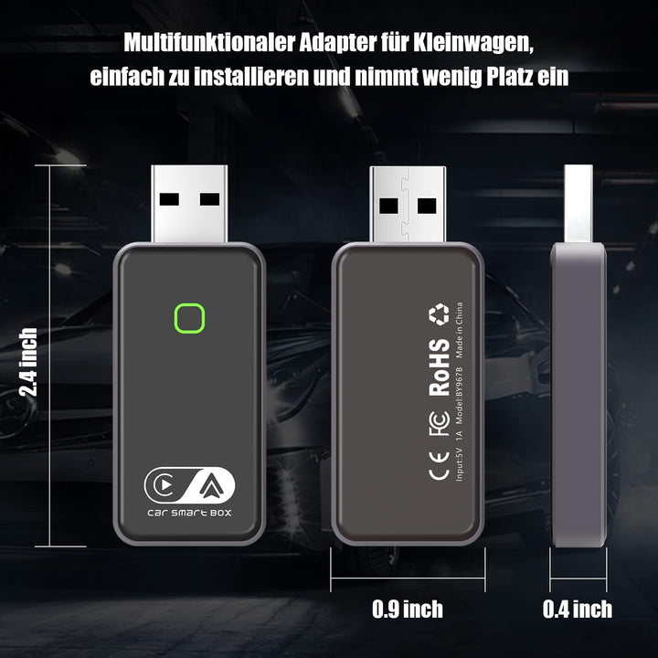 2026 Wireless Android Auto und Carplay Wireless Adapter, 2 in 1 Konvertieren Wired Android Auto/Carp