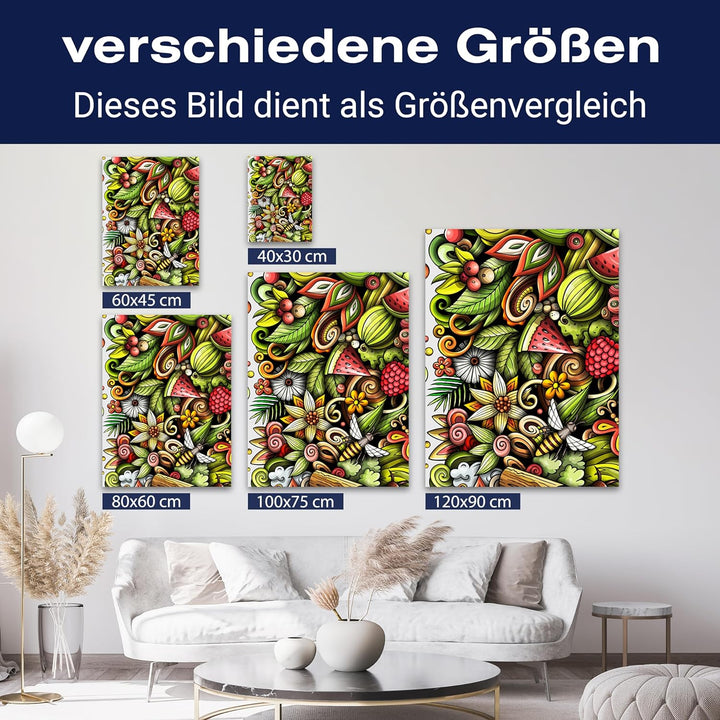 wandmotiv24 Leinwandbild Essen und Trinken, 60x45cm, Hochformat, Melone, Biene, Deko, Bilder auf Lei
