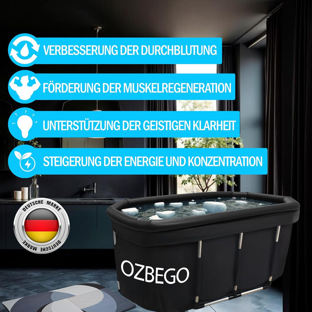 Eiswanne XL – Tauchbecken Eisbad Set mit Deckel, Tasche, Luftringabdeckung &amp; Badewanne für Erwachsen