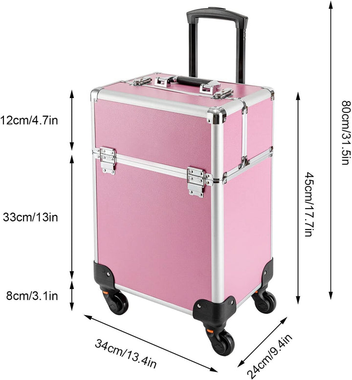 Kosmetikkoffer Trolley, Alu Trolley, 4-in-1 Schminkkoffer, Friseurkoffer, abschliessbar, Make-up Kof
