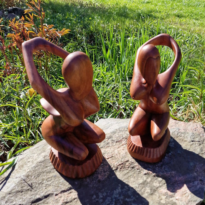 budawi® Weinflaschenhalter Frau Nackt | Holzskulptur aus Bali | Flaschenhalter Holzfigur | Handarbei