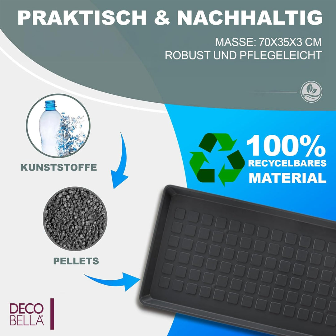 DECOBELLA Schuhabtropfschale 3 Stück | Schuhtablett Grau | Schuhablage, für Ihre schmutzigen Schuhe