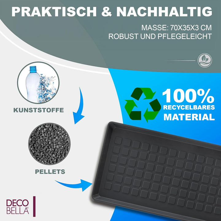 DECOBELLA Schuhabtropfschale 3 Stück | Schuhtablett Grau | Schuhablage, für Ihre schmutzigen Schuhe