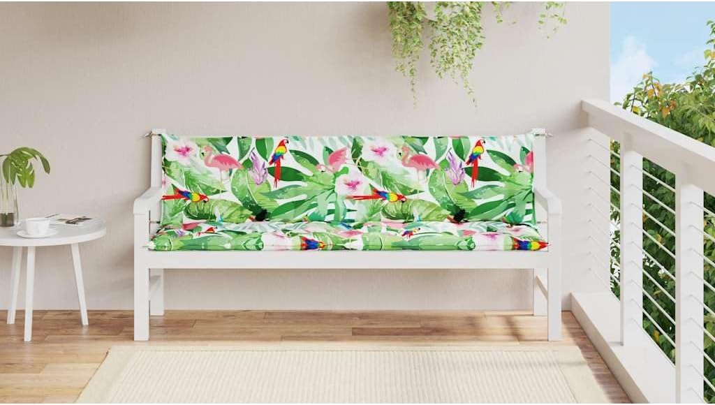 vidaXL Gartenbank-Auflagen 2 STK. Mehrfarbig 200x50x7 cm Stoff 200 cm Grün und Rosa, 200 cm Grün und